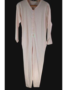 Vintage 90s Victorias Secret Pink Button Unionsuit Long Johns Pajamas M Lounge
